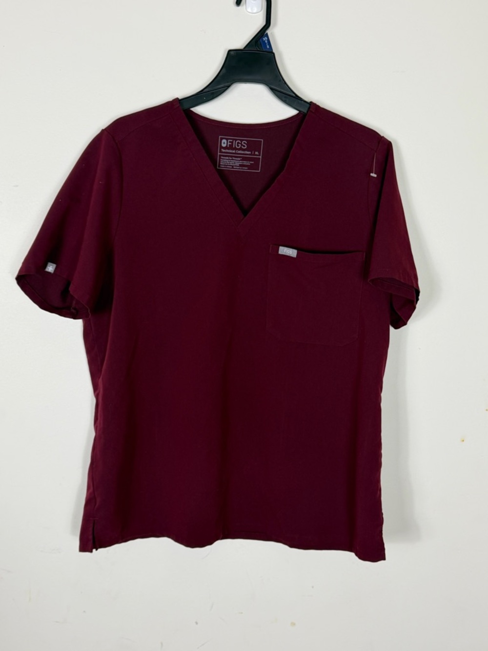 Figs Women’s Size XL Catrina One Pocket Dark Red Scrub Top